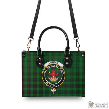 Lundin Tartan Luxury Leather Handbags with Family Crest - Tartan Vibes Clothing