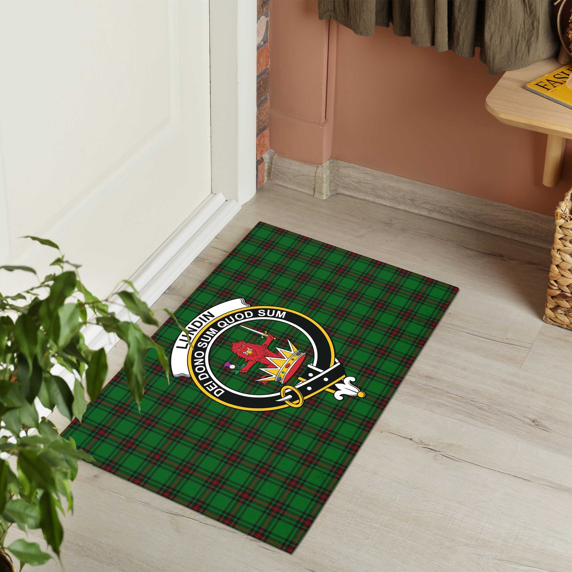 Lundin Tartan Rubber Doormat with Family Crest - Tartan Vibes Clothing