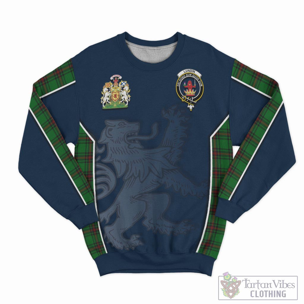 Tartan Vibes Clothing Lundin Tartan Sweater with Family Crest and Lion Rampant Vibes Sport Style