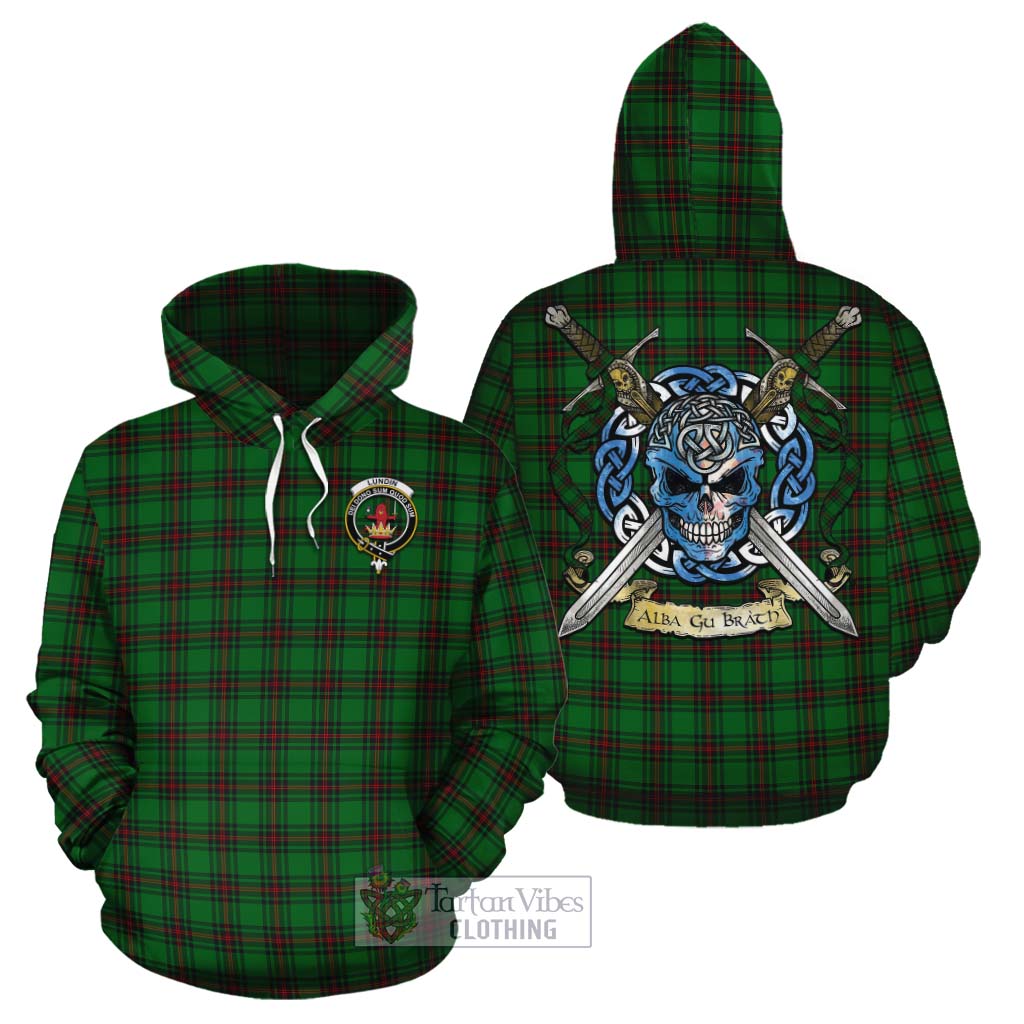 Lundin Tartan Cotton Hoodie with Family Crest Celtic Skull Style Zip Hoodie - Tartan Vibes Clothing