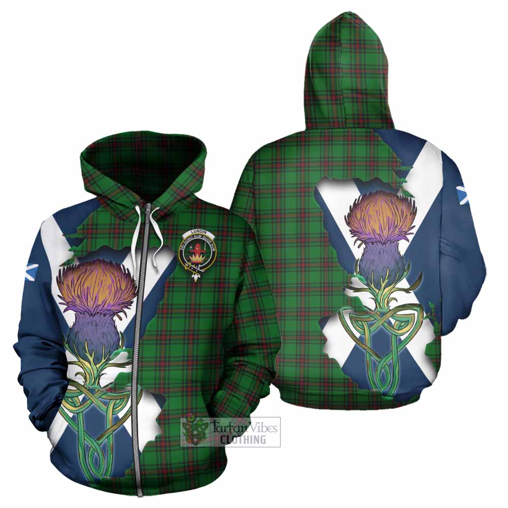 Tartan Vibes Clothing Lundin Tartan Family Crest Hoodie Scottish Thistle Celtic Inspired