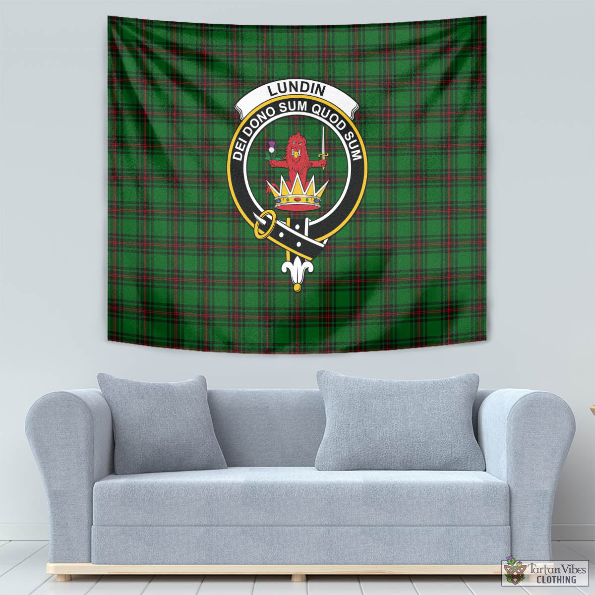Lundin Tartan Tapestry Wall Hanging and Home Decor for Room with Family Crest - Tartan Vibes Clothing