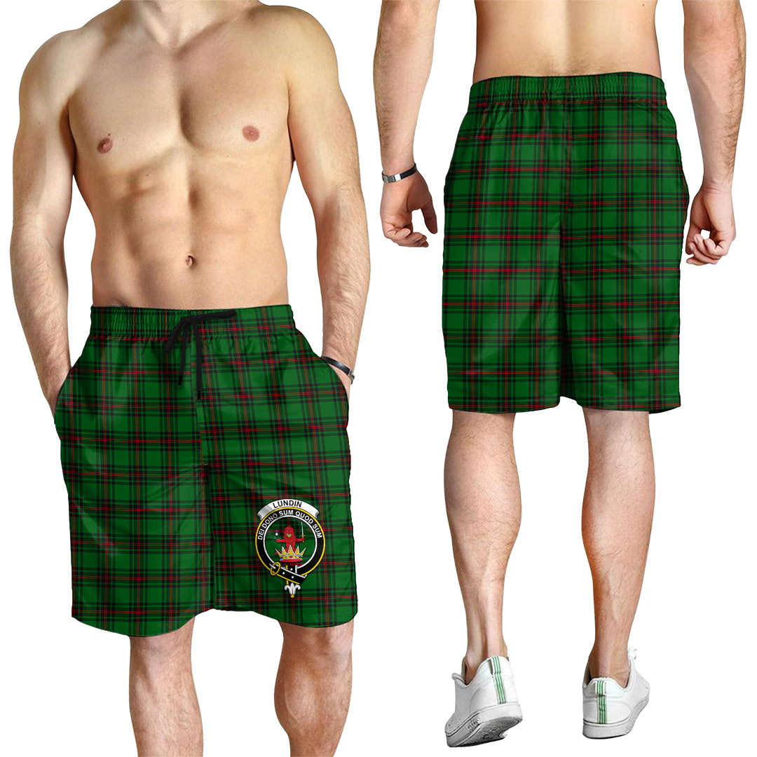 Lundin Tartan Mens Shorts with Family Crest - Tartan Vibes Clothing