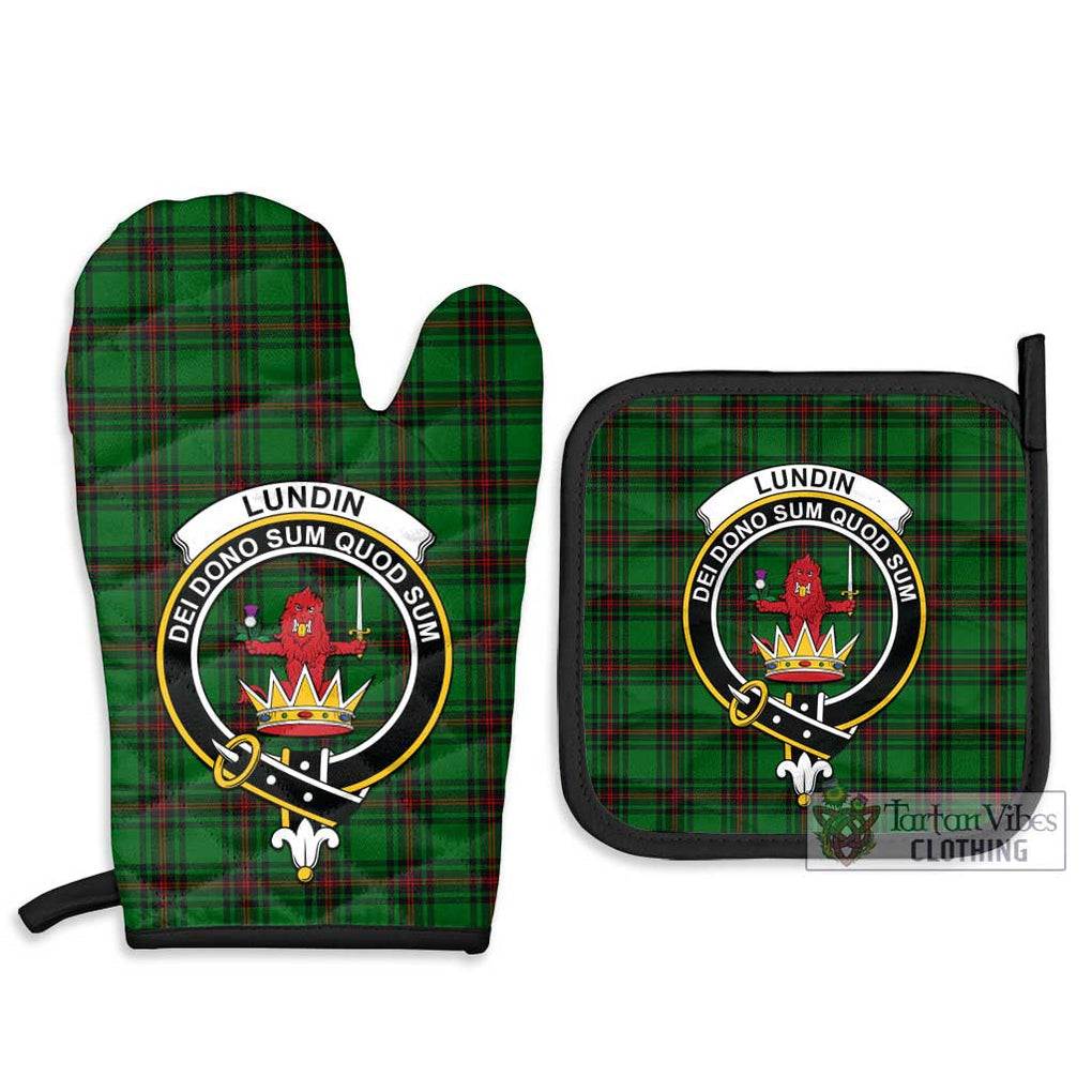 Lundin Tartan Combo Oven Mitt & Pot-Holder with Family Crest - Tartan Vibes Clothing