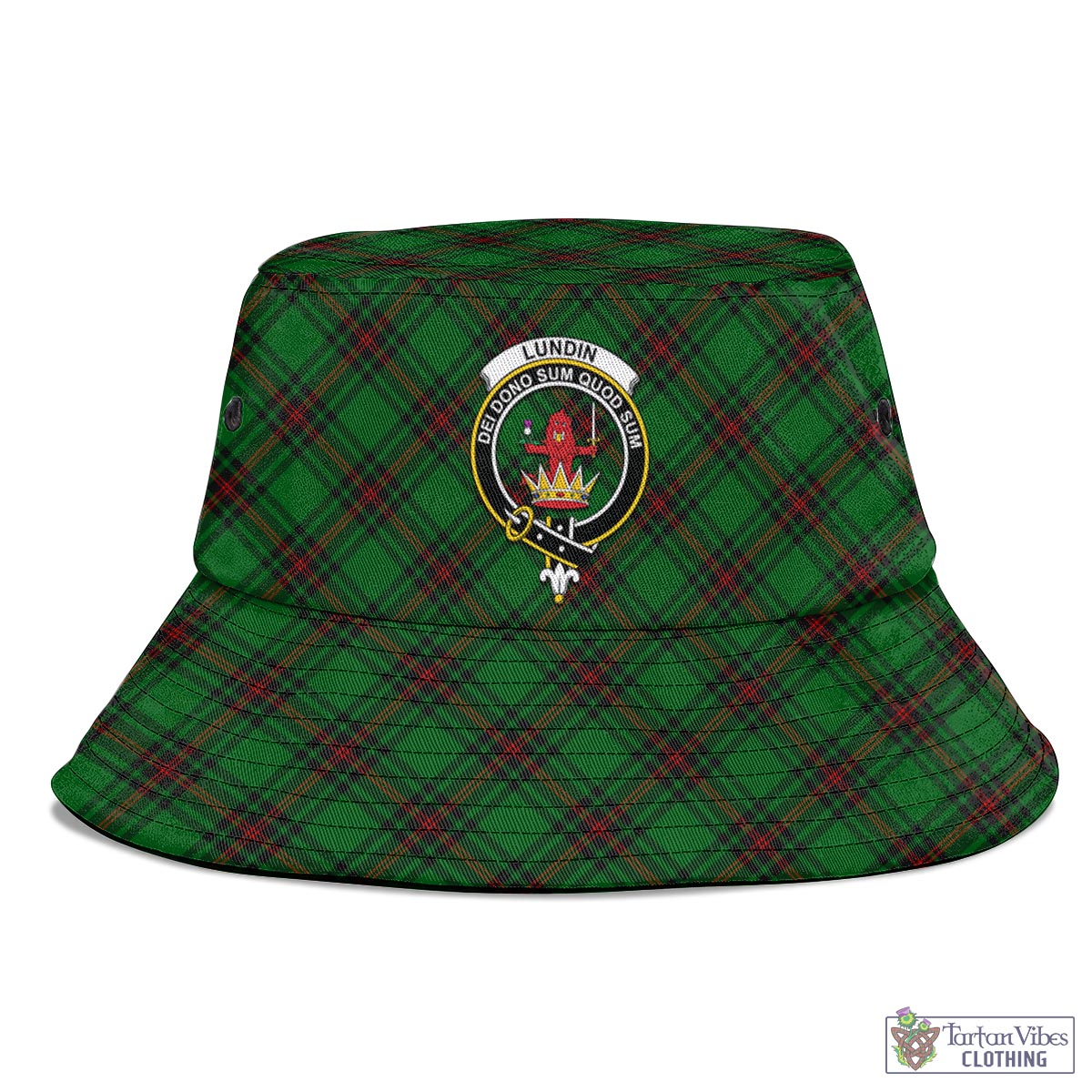 Lundin Tartan Bucket Hat with Family Crest - Tartan Vibes Clothing