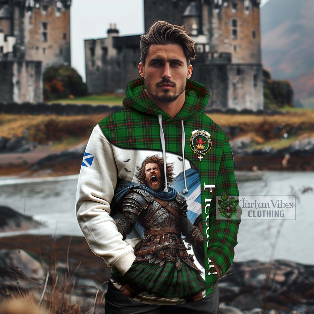 Tartan Vibes Clothing Lundin Crest Tartan Cotton Hoodie Inspired by the Freedom of Scottish Warrior