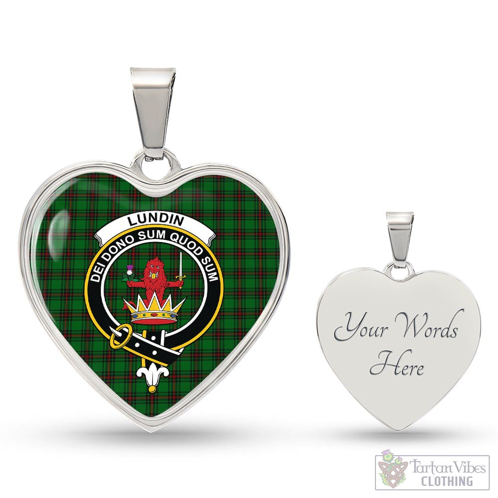 Lundin Tartan Heart Necklace with Family Crest Luxury Necklace (Silver) Yes - Tartan Vibes Clothing