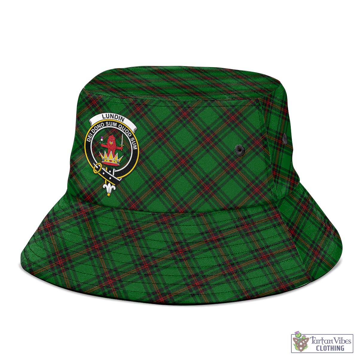 Lundin Tartan Bucket Hat with Family Crest - Tartan Vibes Clothing