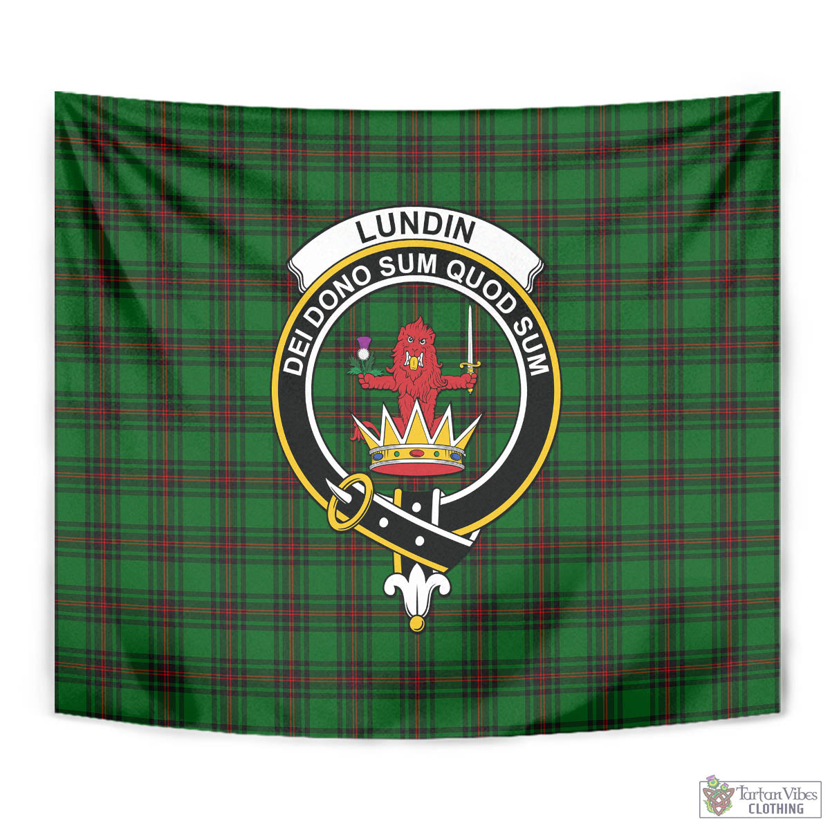 Lundin Tartan Tapestry Wall Hanging and Home Decor for Room with Family Crest - Tartan Vibes Clothing