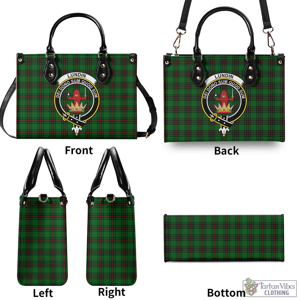 Lundin Tartan Luxury Leather Handbags with Family Crest - Tartan Vibes Clothing
