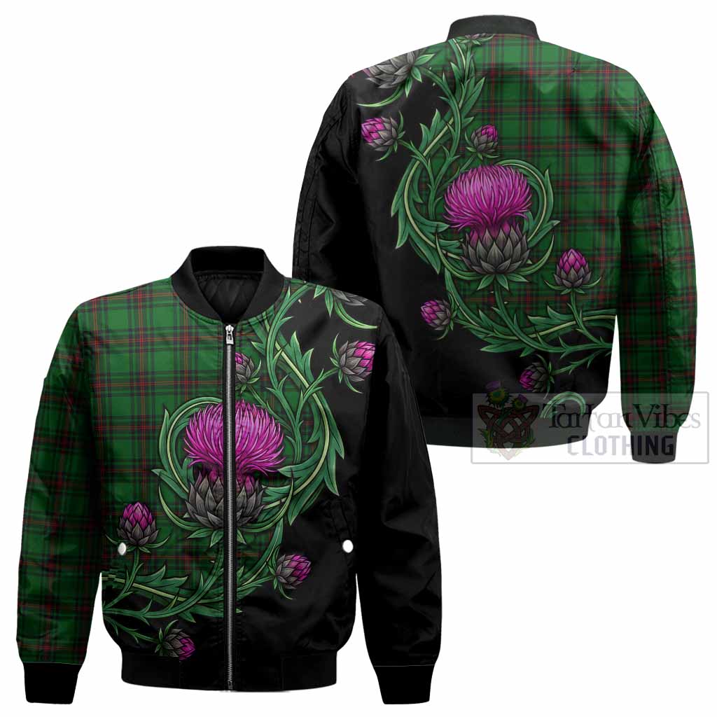 Lundin Tartan Bomber Jacket Resilient Scottish Thistle - Tartan Vibes Clothing