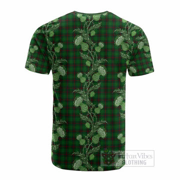 Lundin Tartan Cotton T-shirt Seamless Scottish Thistle Flowers