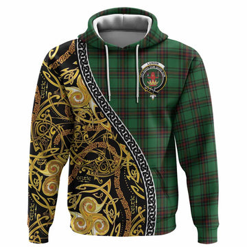 Lundin Tartan Crest Hoodie Celtic Knot and Triple Trickle Spiral Symbols