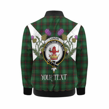 Lundin Tartan Family Crest Kid Bomber Jacket Scottish Burns Night Thistle Floral