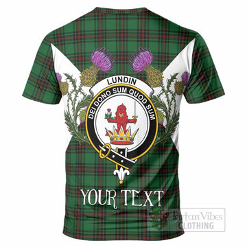 Lundin Tartan Family Crest T-Shirt Scottish Burns Night Thistle Floral