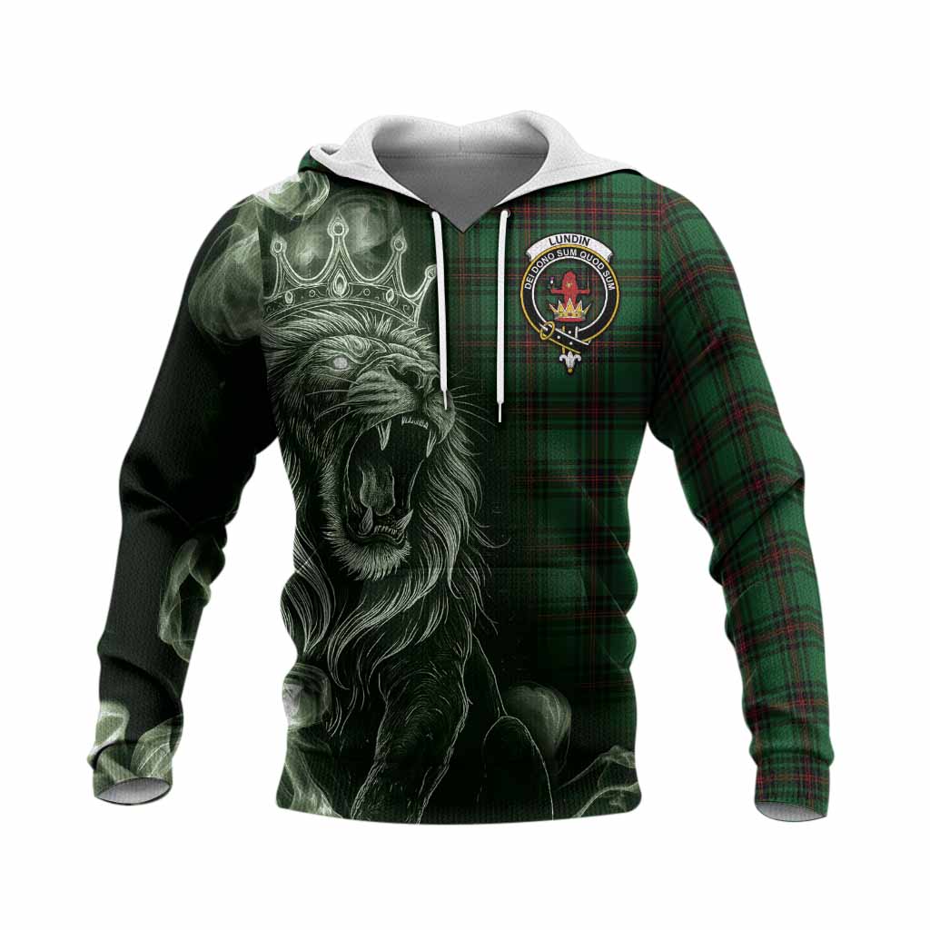 Lundin Tartan Knitted Hoodie Roaring Lion Heritage
