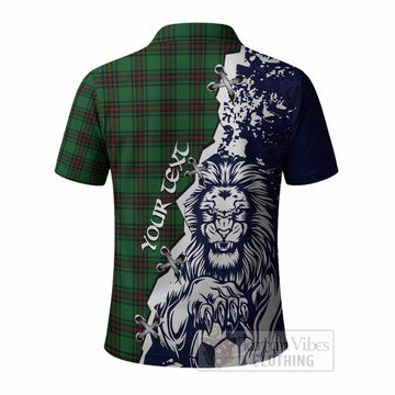 Lundin Tartan Scottish Polo Shirt Angry Lion With Soccer Ball Style