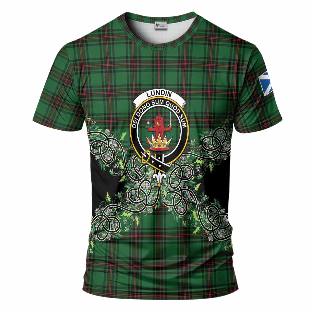 Lundin Tartan T-Shirt Thistle Scottish Spirit