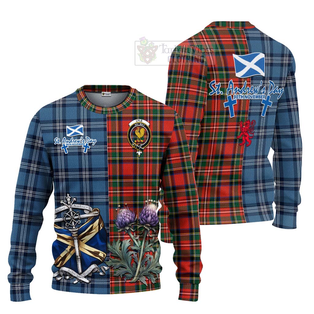 Lyle Tartan Knitted Sweater Happy St. Andrew's Day Half Tartan Style Unisex - Tartan Vibes Clothing