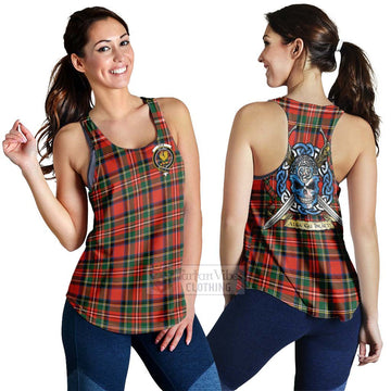 Lyle Tartan Women's Racerback Tanks with Family Crest Celtic Skull Style 4XL - Tartan Vibes Clothing
