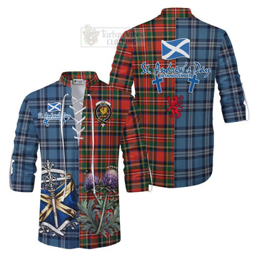 Lyle Tartan Ghillie Kilt Shirt Happy St. Andrew's Day Half Tartan Style Men - Tartan Vibes Clothing