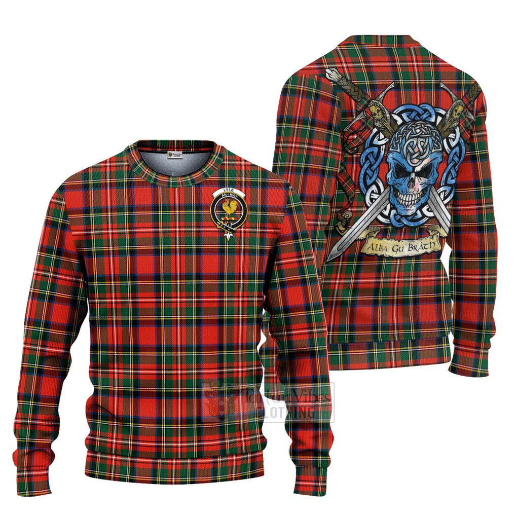 Lyle Tartan Ugly Sweater with Family Crest Celtic Skull Style Unisex - Tartan Vibes Clothing