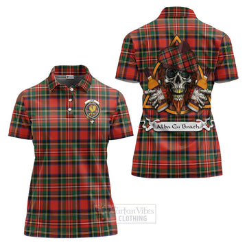 Lyle Tartan Women's Polo Shirt with Family Crest and Bearded Skull Holding Bottles of Whiskey Women - Tartan Vibes Clothing