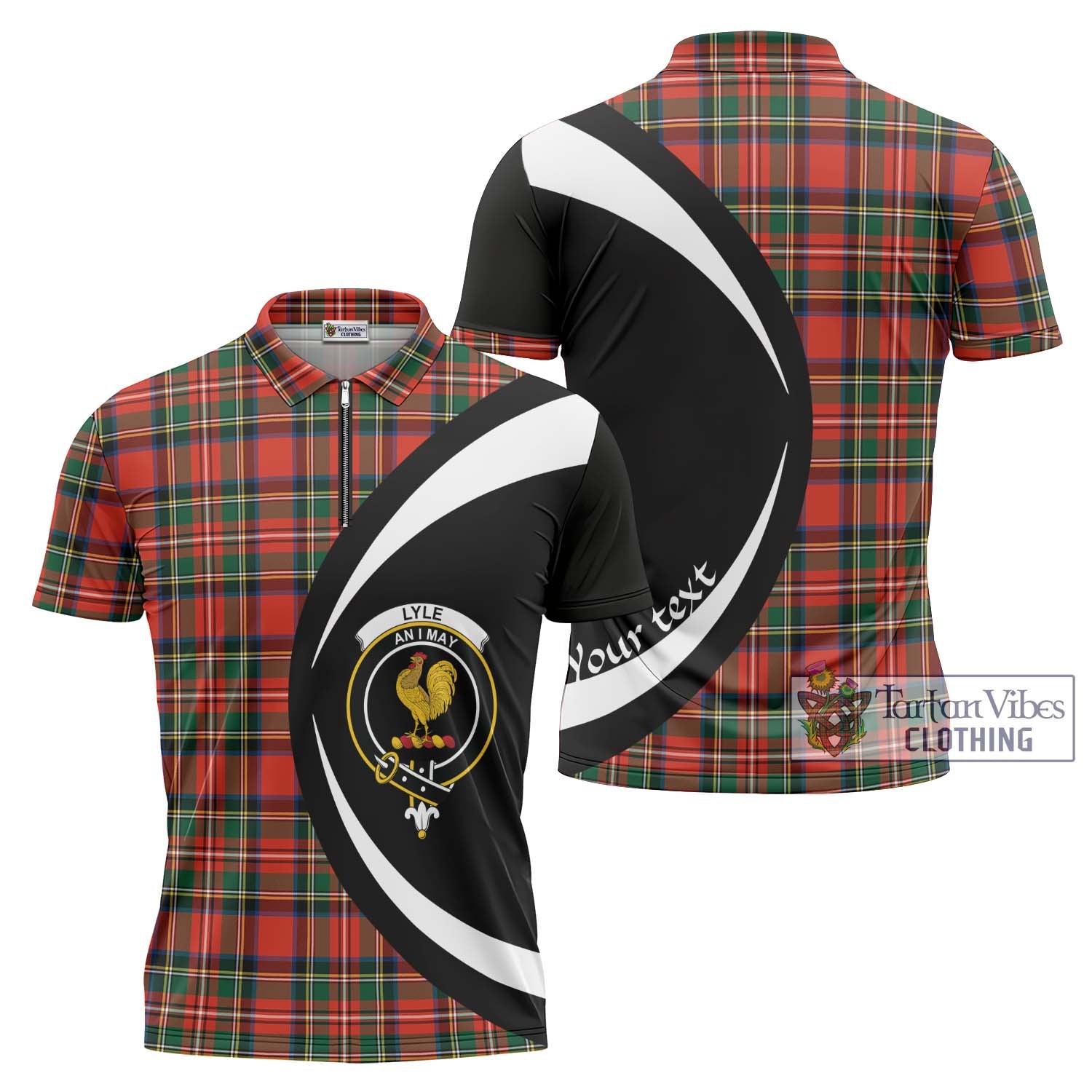 Lyle Tartan Zipper Polo Shirt with Family Crest Circle Style Unisex - Tartan Vibes Clothing