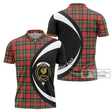 Lyle Tartan Zipper Polo Shirt with Family Crest Circle Style Unisex - Tartan Vibes Clothing