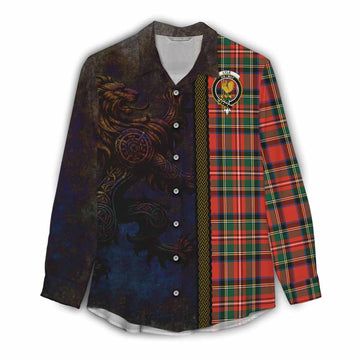 Tartan Vibes Clothing Lyle Tartan Family Crest Women's Casual Shirt Alba Gu Brath Be Brave Lion Ancient Style