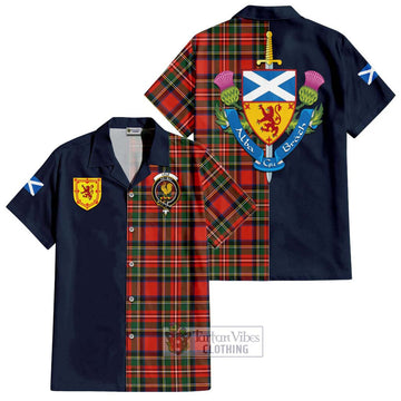 Lyle Tartan Hawaiian Shirt Alba with Scottish Lion Royal Arm Half Style Kid - Tartan Vibes Clothing