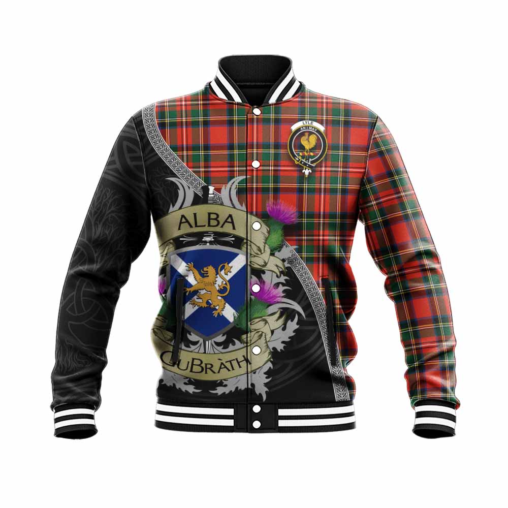 Lyle Tartan Family Crest Baseball Jacket Lion Rampant Royal Thistle Shield Celtic Inspired Unisex - Tartan Vibes Clothing