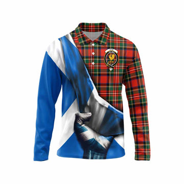 Lyle Tartan Long Sleeve Polo Shirt with Family Crest Scotland Patriotic Style Unisex - Tartan Vibes Clothing