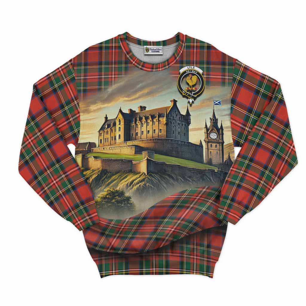 Lyle Tartan Family Crest Sweatshirt with Scottish Ancient Castle Style Unisex - Tartan Vibes Clothing