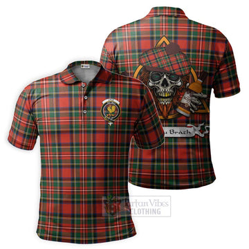 Lyle Tartan Polo Shirt with Family Crest and Bearded Skull Holding Bottles of Whiskey Kid - Tartan Vibes Clothing