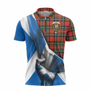 Lyle Tartan Zipper Polo Shirt with Family Crest Scotland Patriotic Style Unisex - Tartan Vibes Clothing