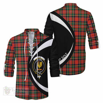 Lyle Tartan Ghillie Kilt Shirt with Family Crest Circle Style Men - Tartan Vibes Clothing