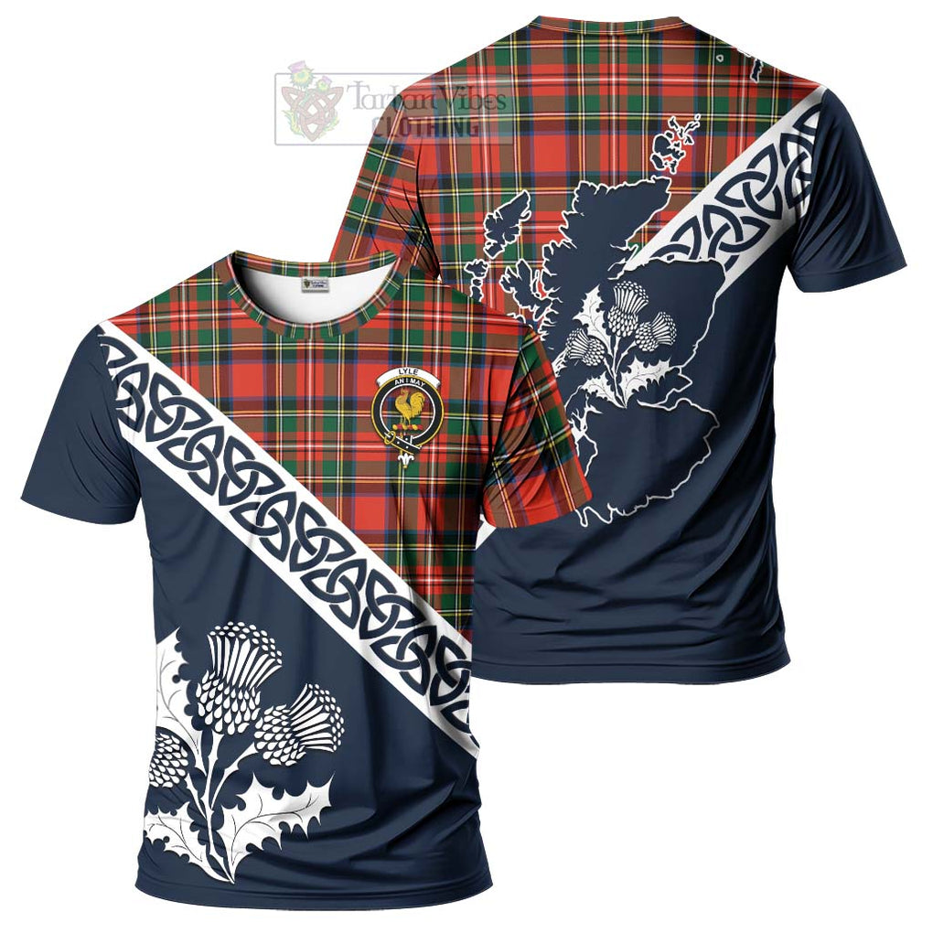 Lyle Tartan T-Shirt Featuring Thistle and Scotland Map Kid's Shirt - Tartanvibesclothing Store