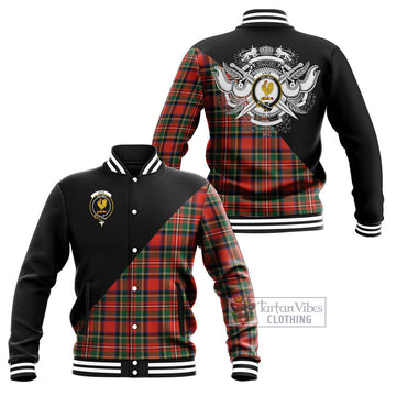 Lyle Tartan Baseball Jacket with Family Crest and Military Logo Style Unisex - Tartan Vibes Clothing