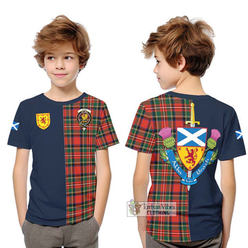 Lyle Tartan Kid T-Shirt Alba with Scottish Lion Royal Arm Half Style Youth XL Size14 - Tartan Vibes Clothing