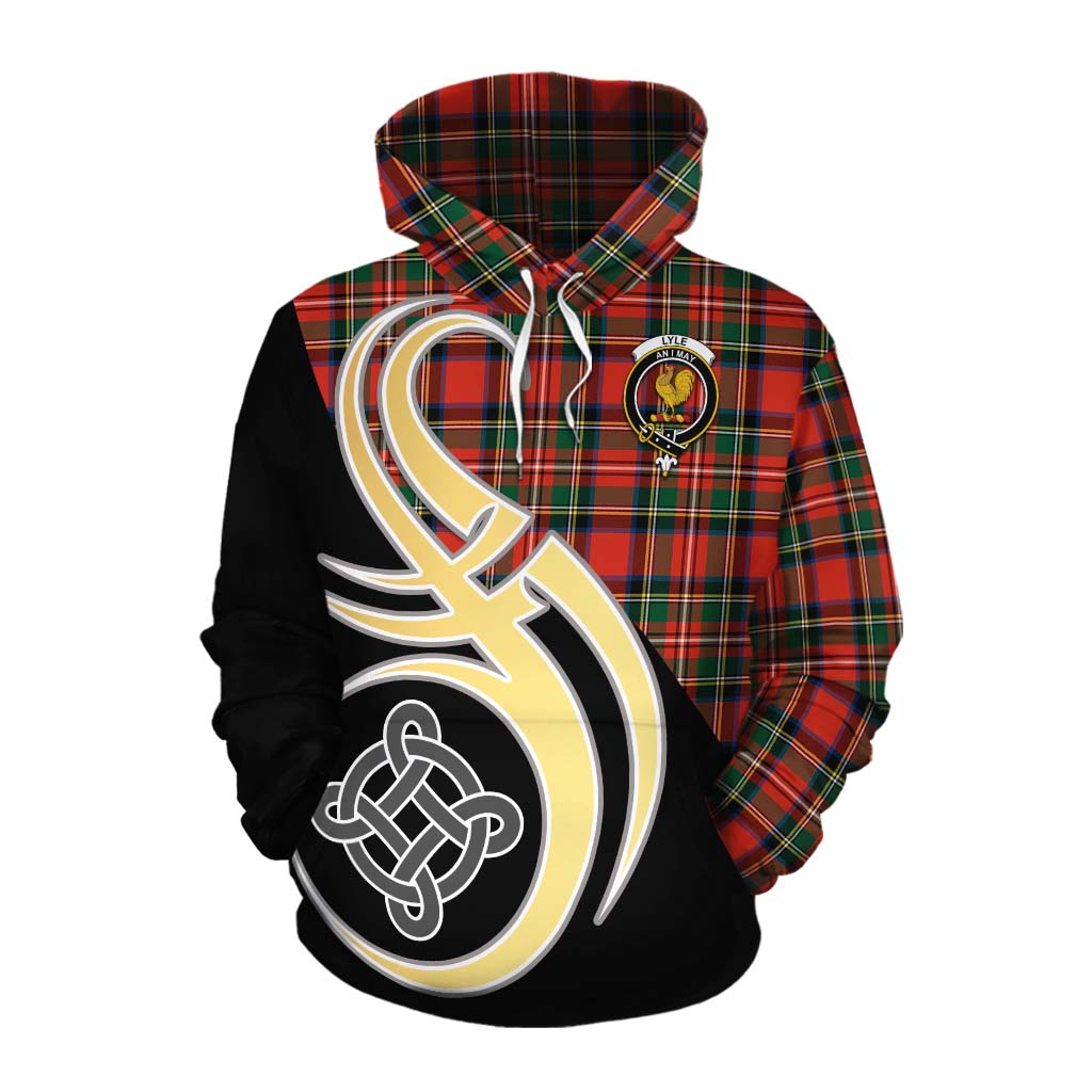 Lyle Tartan Cotton Hoodie with Family Crest and Celtic Symbol Style Pullover Hoodie XS - Tartan Vibes Clothing