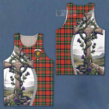 Lyle Tartan Men's Tank Top with Family Crest and St. Andrew's Cross Accented by Thistle Vines Men - Tartan Vibes Clothing