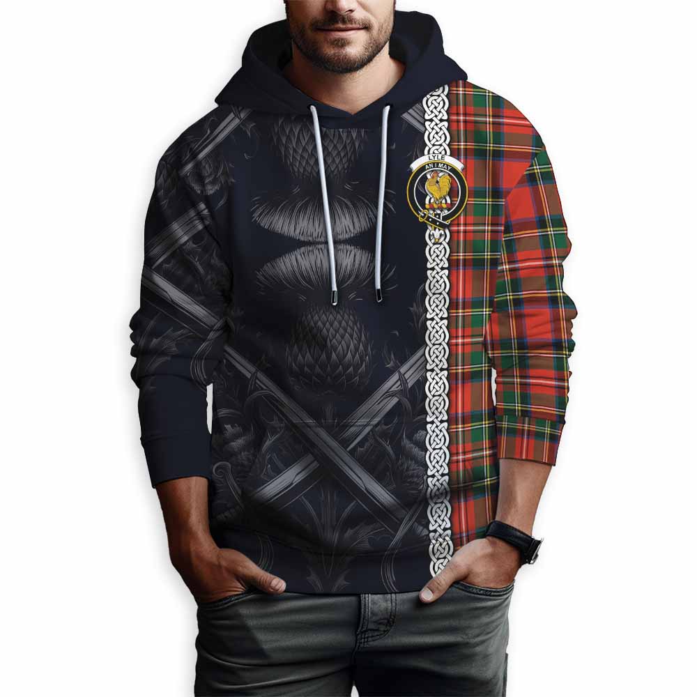 Lyle Tartan Hoodie with Family Crest Cross Sword Thistle Celtic Vibes Pullover Hoodie - Tartan Vibes Clothing