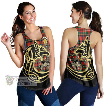 Lyle Tartan Women's Racerback Tanks with Family Crest Celtic Wolf Style 4XL - Tartan Vibes Clothing