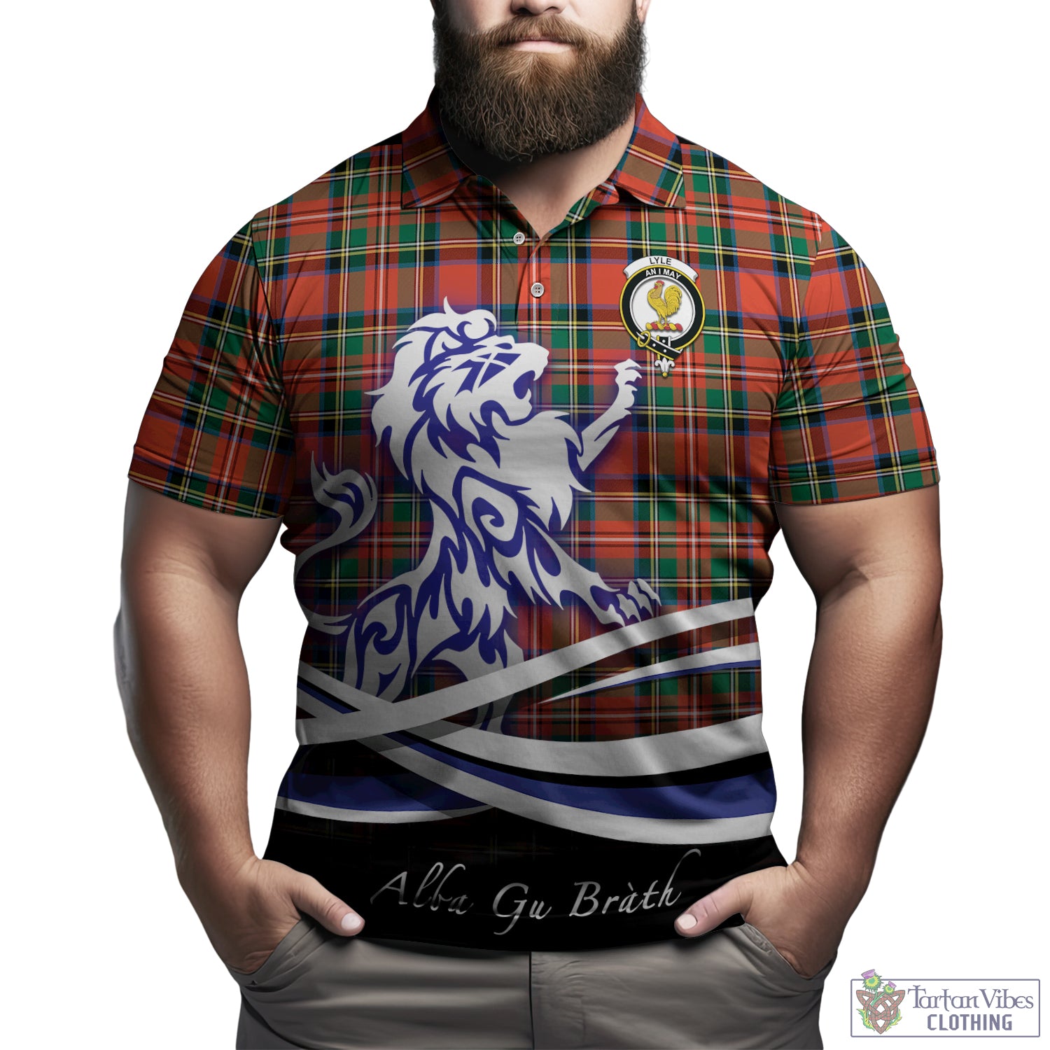 Lyle Tartan Polo Shirt with Alba Gu Brath Regal Lion Emblem Kid - Tartan Vibes Clothing