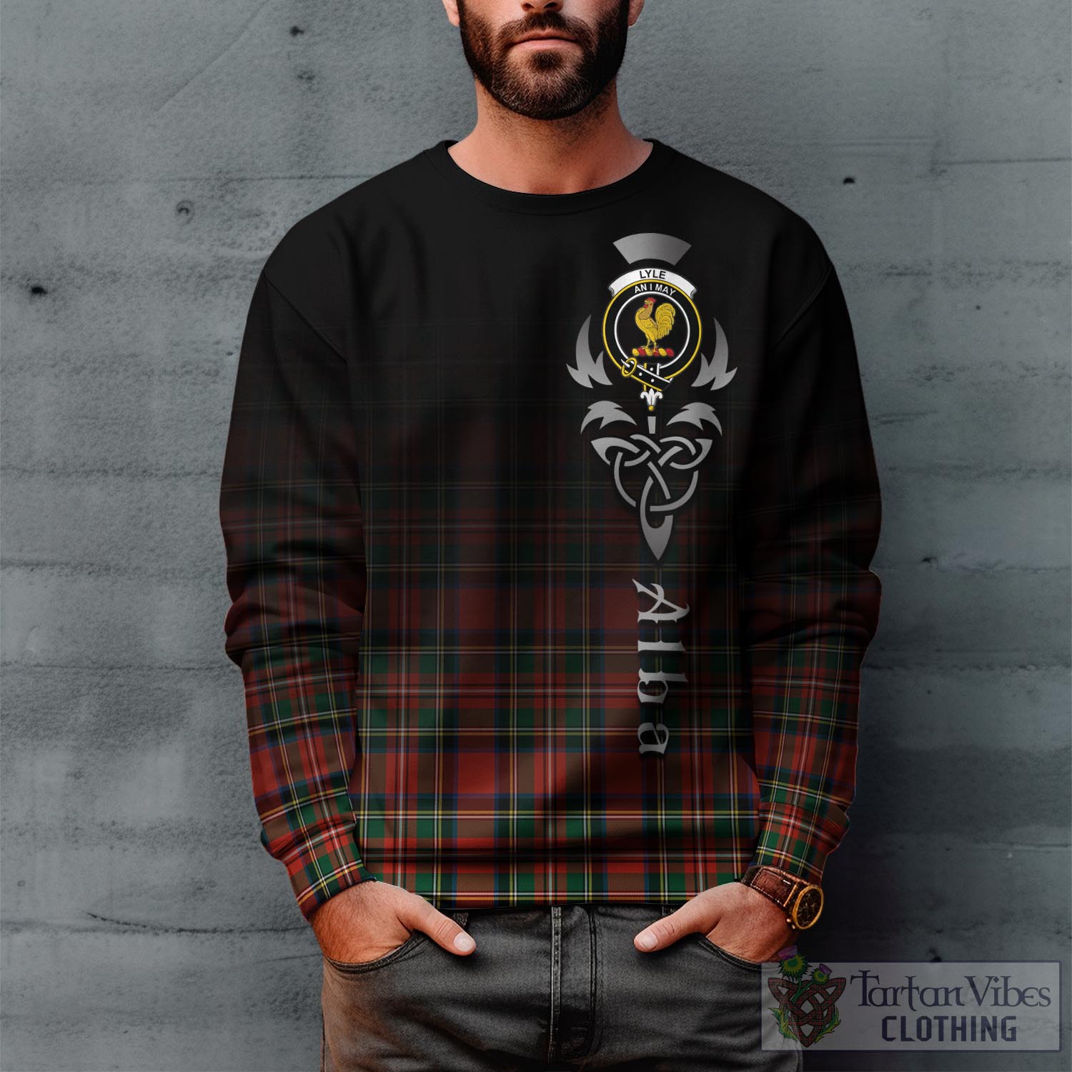 Lyle Tartan Sweatshirt Featuring Alba Gu Brath Family Crest Celtic Inspired Unisex - Tartan Vibes Clothing