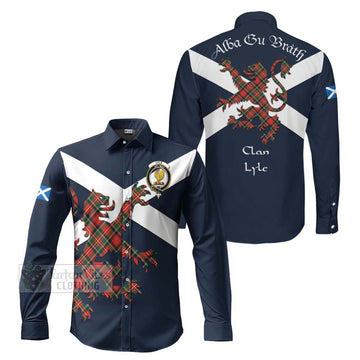 Lyle Tartan Lion Rampant Long Sleeve Button Shirt Proudly Display Your Heritage with Alba Gu Brath and Clan Name Men's Shirt S - Tartan Vibes Clothing