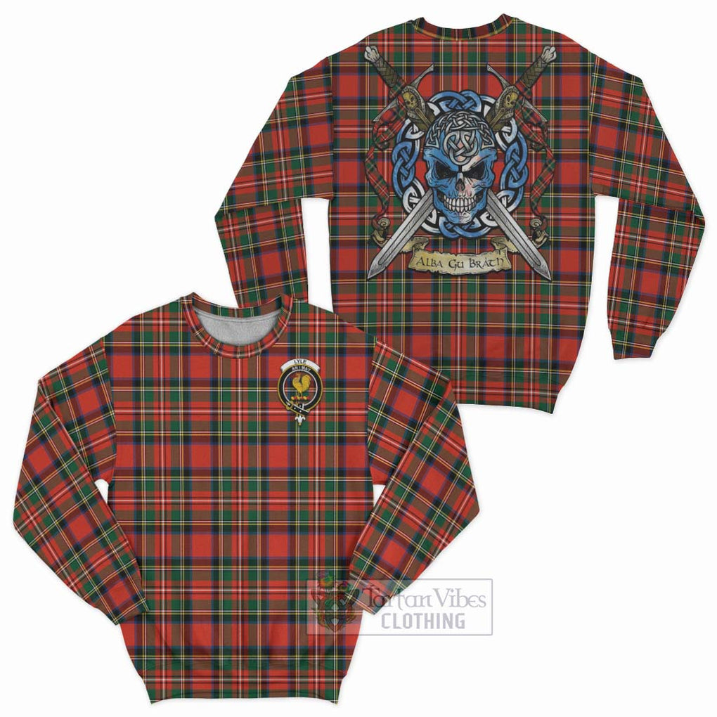 Lyle Tartan Sweatshirt with Family Crest Celtic Skull Style Unisex - Tartan Vibes Clothing