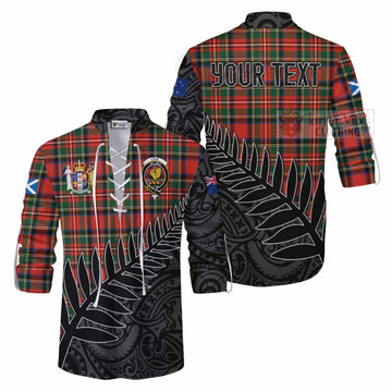 Lyle Crest Tartan Ghillie Kilt Shirt with New Zealand Silver Fern Half Style Men - Tartan Vibes Clothing