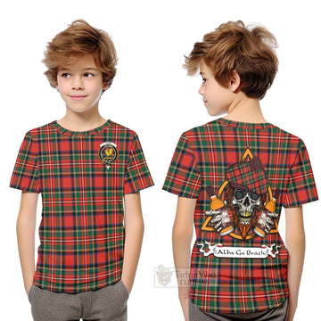 Lyle Tartan Kid T-Shirt with Family Crest and Bearded Skull Holding Bottles of Whiskey Youth XL Size14 - Tartan Vibes Clothing